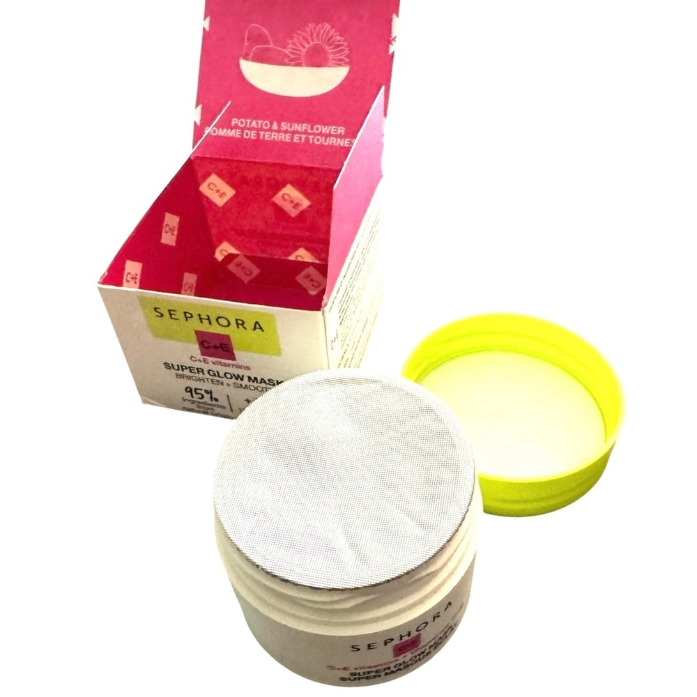 2 New Sephora Super Glow Masks 1.69 oz Vitamin C and E Face Mask, Smooth - Picture 6 of 6